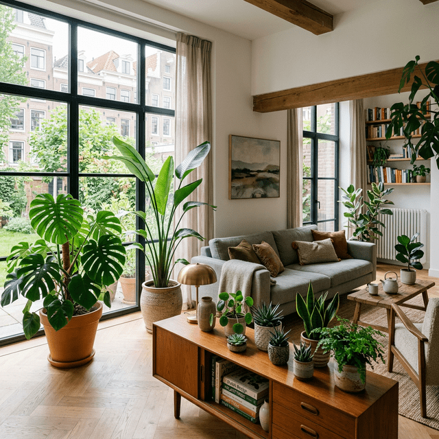 Stijlvolle kamerplanten in een modern interieur